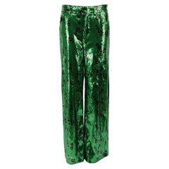 Philosophy di Lorenzo Serafini Green Leopard Sequinned Trousers Size XS
