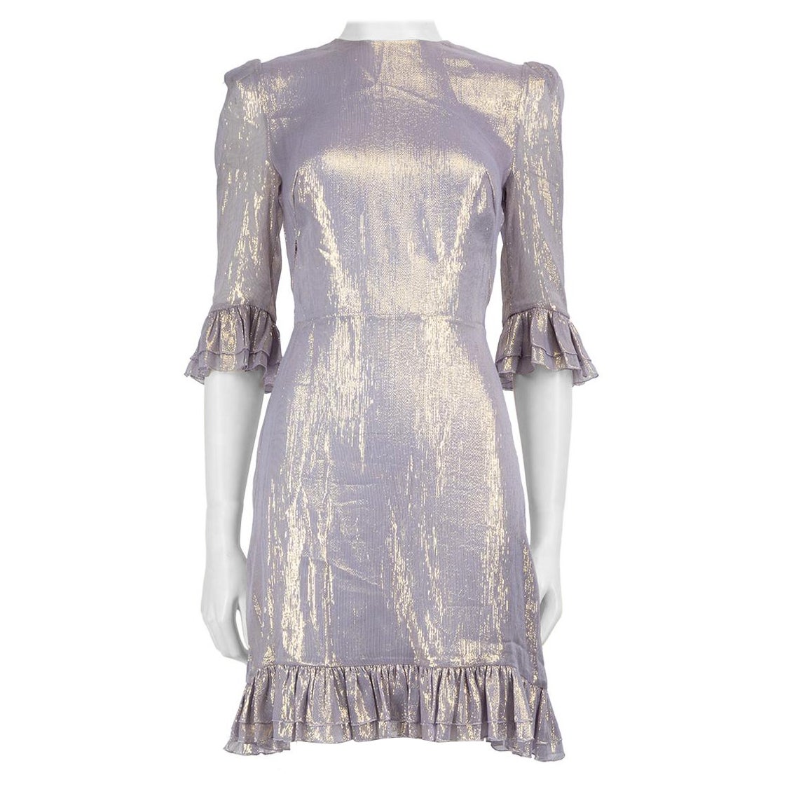 The Vampire's Wife Lilac Silk Metallic Mini Dress Size S For Sale