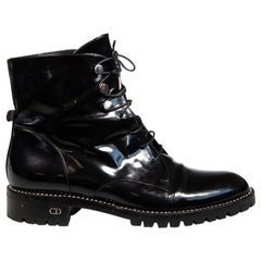Dior Black Patent Leather Rebelle Boots Size IT 39
