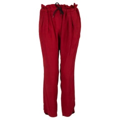 Isabel Marant Red Cropped Drawstring Trousers Size M