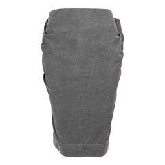 Used Lanvin Grey Pleated Back Accent Skirt Size L
