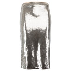Diane Von Furstenberg Silver Sequinned Knee Length Skirt Size XXS