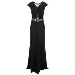 Jovani Black Beaded Lace Detail Maxi Gown Size S