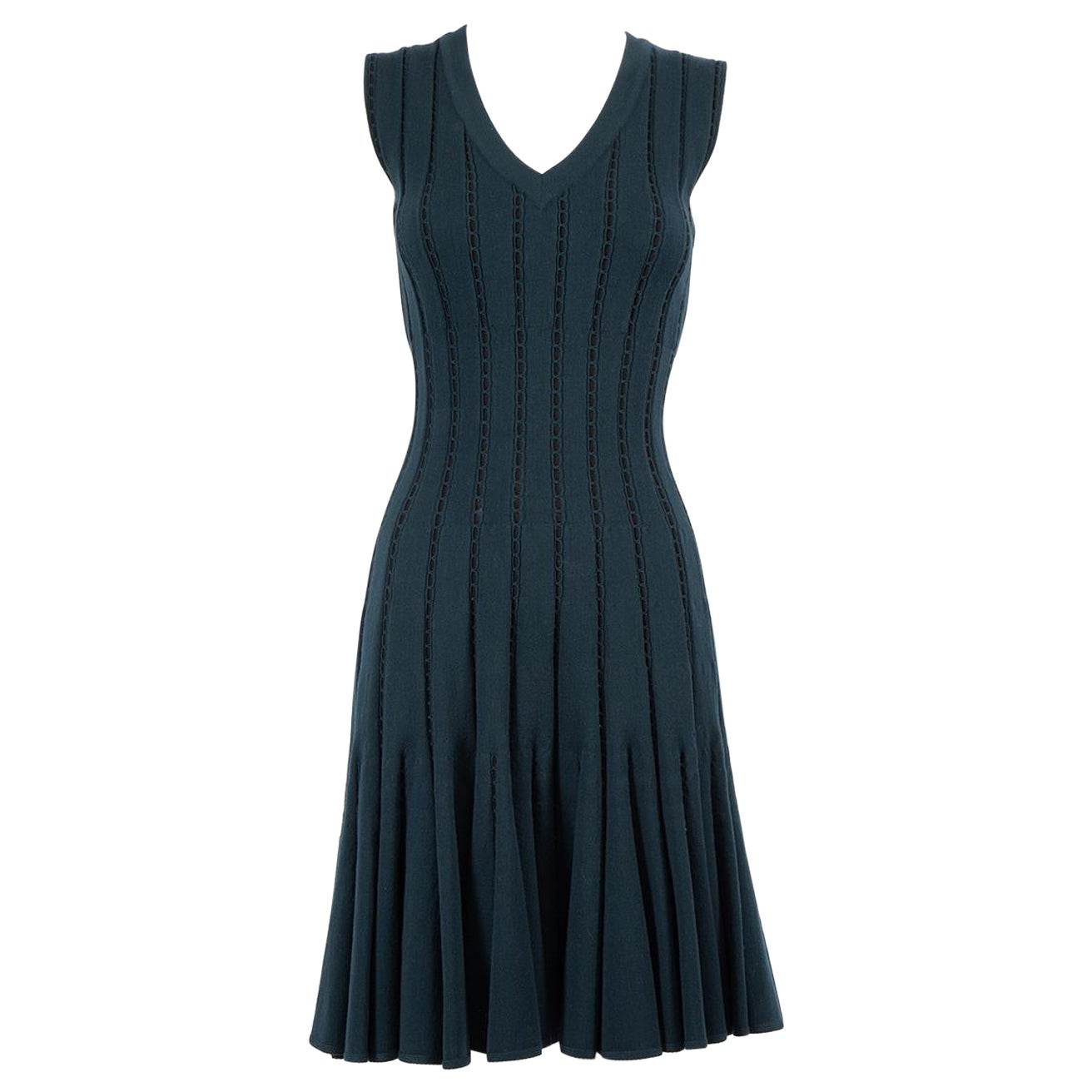 Alaïa Navy Knitted Sleeveless Dress Size M For Sale