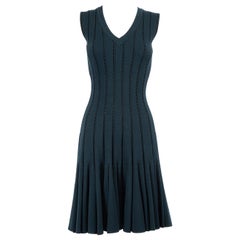 Alaïa Navy Knitted Sleeveless Dress Size M