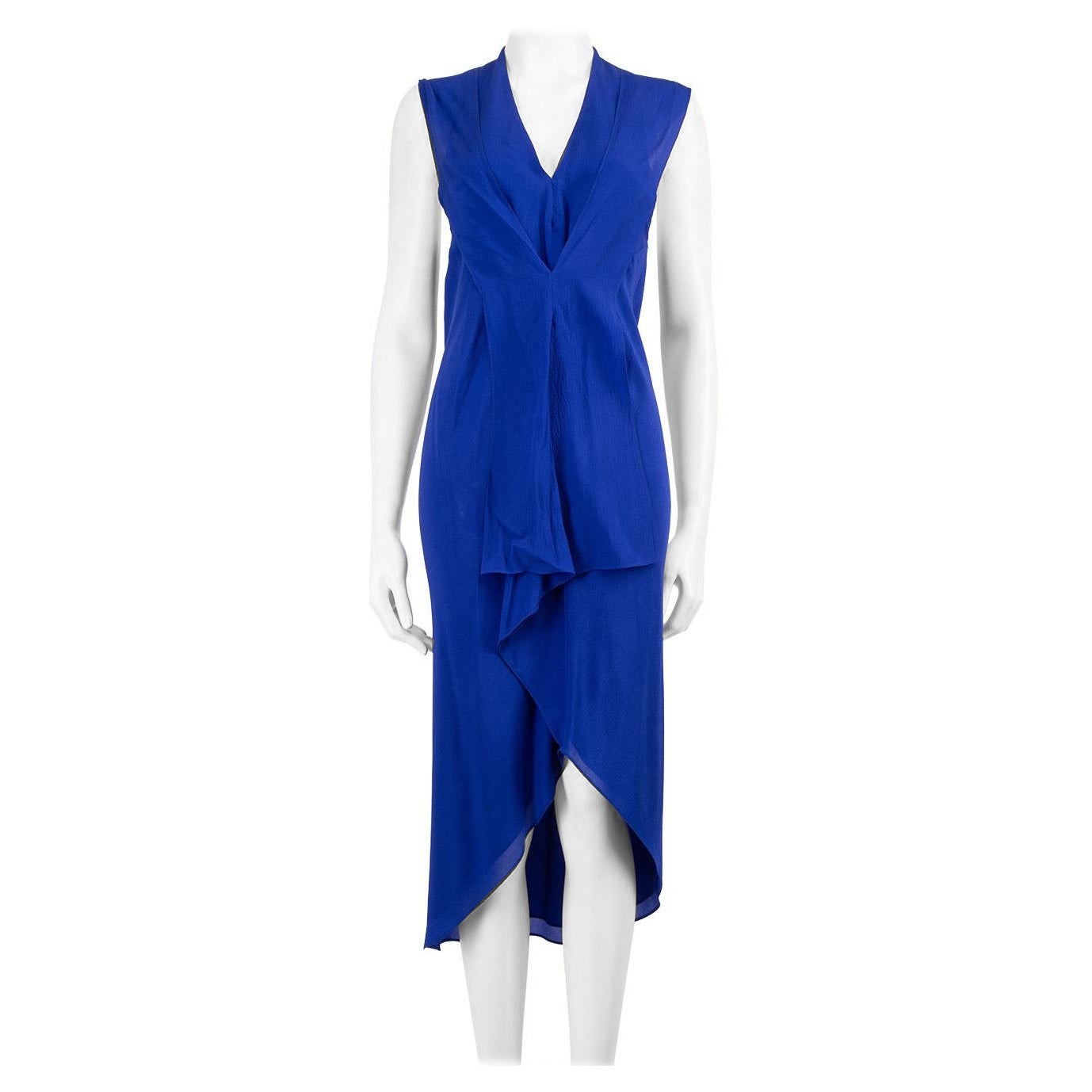 Diane Von Furstenberg Blue Silk Sleeveless Midi Dress Size M For Sale