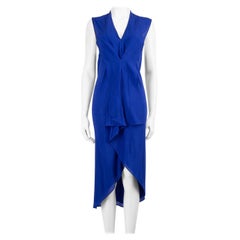 Used Diane Von Furstenberg Blue Silk Sleeveless Midi Dress Size M