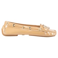 Dior Beige Patent Leather CD Buckle Loafers Size IT 37.5