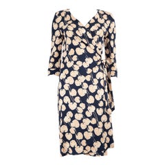 Used Diane Von Furstenberg Leaf Patterned Wrap Dress Size M