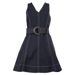Used Diane Von Furstenberg Navy Belted Mini Dress Size XXS