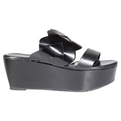 Clergerie Black Leather Woven Platform Sandals Size IT 38