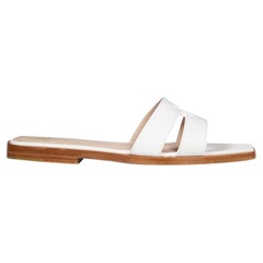 Ralph & Russo White Leather Double Strap Slides Size IT 37.5