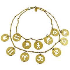 Paco Rabanne by Maison Desrues Vintage 1990s Zodiac Necklace 5