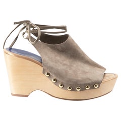 Diane Von Furstenberg Taupe Suede Platform Sandals Size IT 41