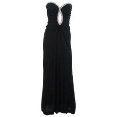 Bob Mackie Black Strapless Gown with Rhinestone Trim - S - 1980's