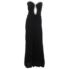 Bob Mackie Black Strapless Gown with Rhinestone Trim - S - 1980's 4