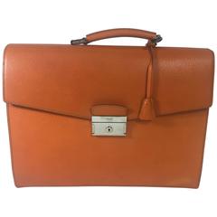 Prada Orange Cinghiale Leather Briefcase