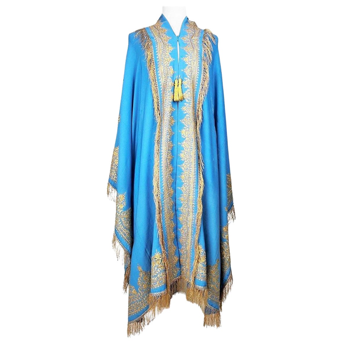 Blue Cloak embroidered with gold Zari - India for the European market Circa 1870