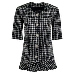Chanel - Veste en tweed noir à boutons CC Jewel
