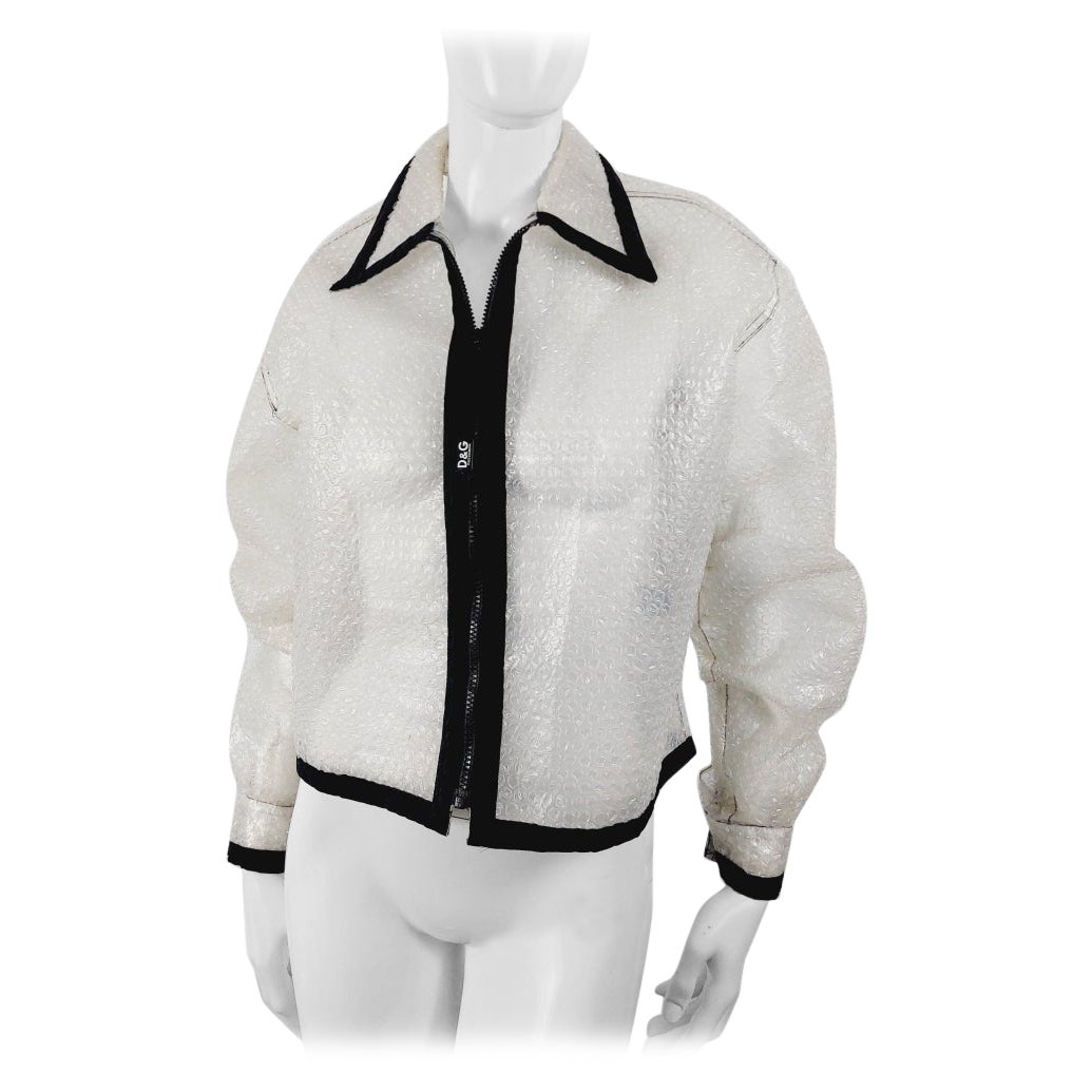1990's D&G by Dolce & Gabbana Clear Plastic Bubble Wrap Runway Jacket Coat For Sale
