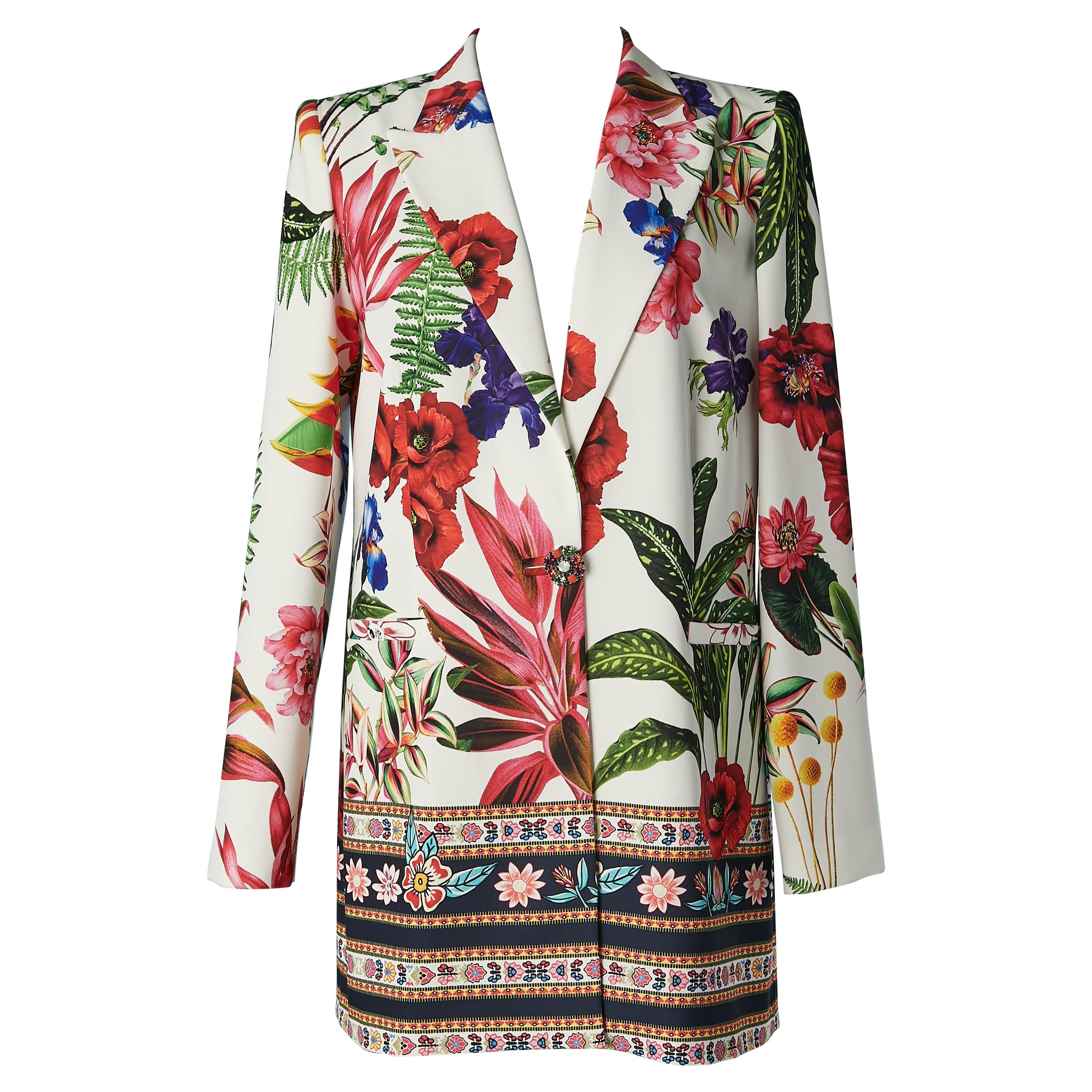 Printed single-breasted jacket with jewelerry button Gai Mattiolo Love to Love  For Sale