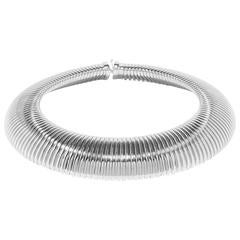 Saint Laurent NEW & SOLD OUT Runway Textured Spiral Link Silver Collar Necklace