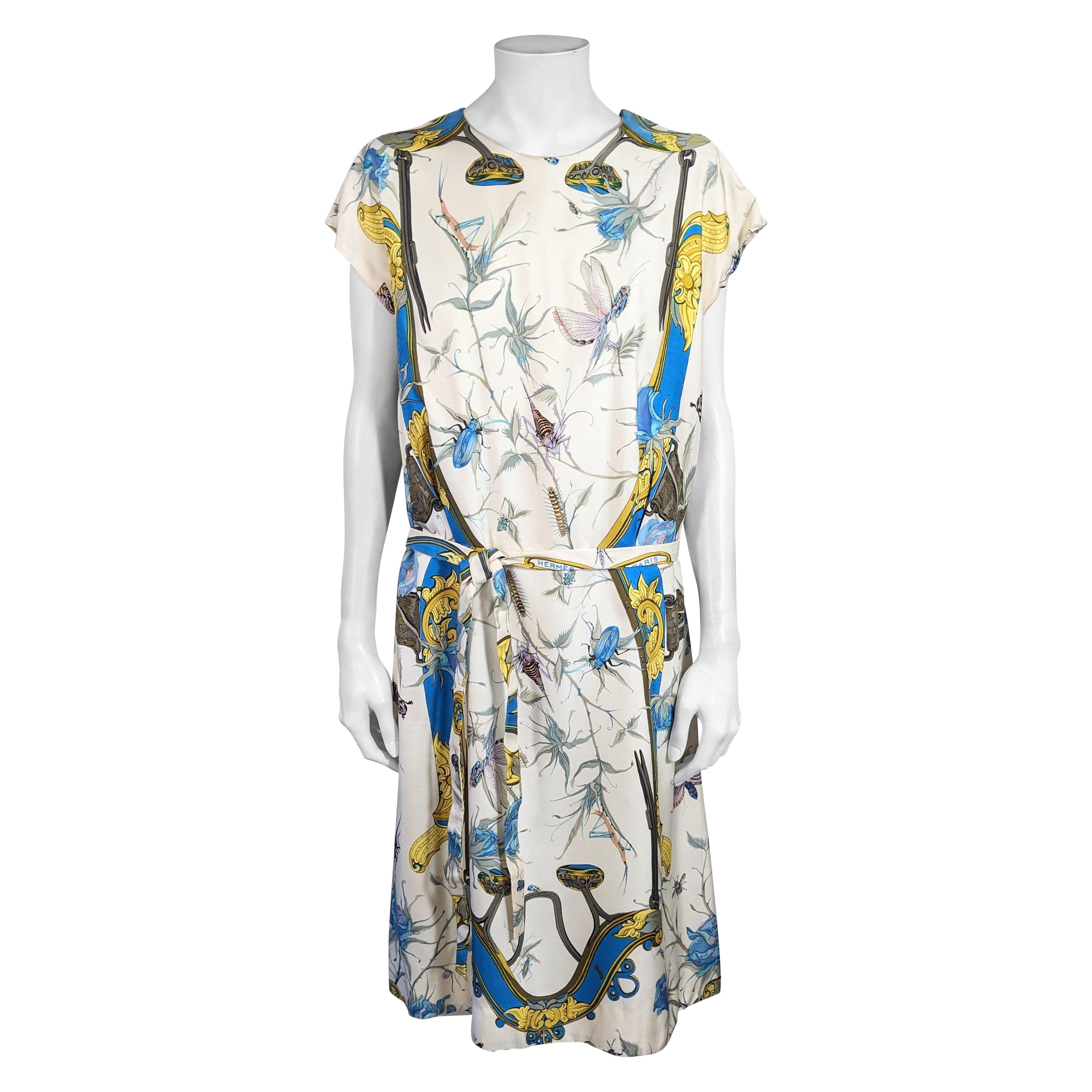 Hermes Sport Silk Twill Print Dress For Sale