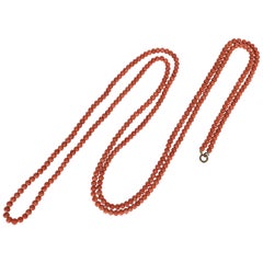 Super Long Victorian Genuine Coral Beads