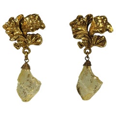 Vintage Antigona Paris Faux Rock Crystal Drop Earrings