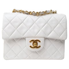 Retro Chanel Mini Flap Timeless Bianca Borsa A Spalla 