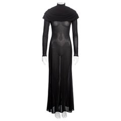 Alexander McQueen Vestido de noche negro de cuello redondo con cofia drapeada, "Joan" FW 1998