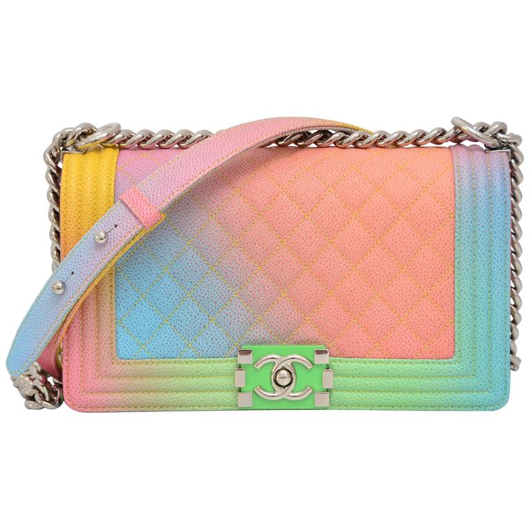 Chanel Rainbow Chanel Boy Handbag Medium &#39;17 Crossbody NEW Sold Out For Sale at 1stdibs