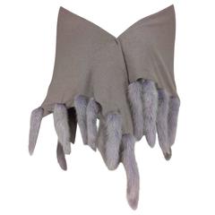 Lavender soft wool and angora knit shawl with mink tails 5