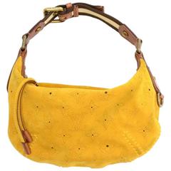 Louis Vuitton Onatah PM Yellow Fleurs Suede Leather Hand Bag - Limited Edition