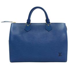 Retro Louis Vuitton Speedy 30 Blue Epi Leather City Hand Bag