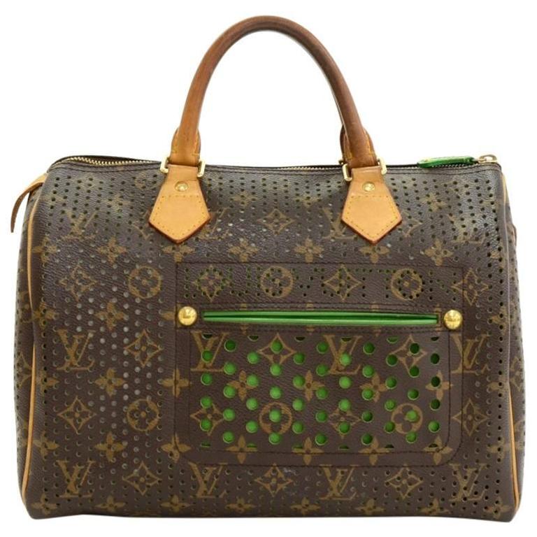 Louis Vuitton Perforated Speedy 30 Monogram Canvas Green Leather