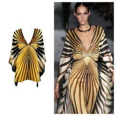 Vintage Roberto Cavalli 2007 Tiger Monarch Schmetterlings-Minikleid mit Engelsärmeln