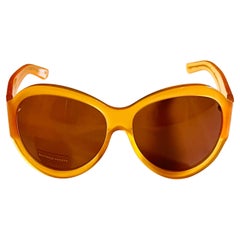 Lunettes de soleil Bottega Veneta vintage des années 1990 de couleur miel avec détail papillon