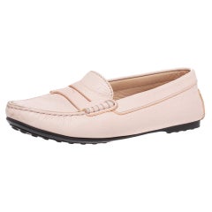 Used Tod's Pink Leather Penny Loafers Size 35.5