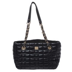 Kate Spade Black Square Quilted Leather Chain Tote