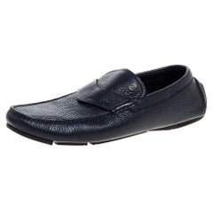 Versace Marineblauer Leder Slip On Loafers Slip On Größe 40