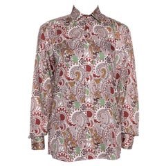 Etro Taupe Floral Paisley Print Baumwolle Langarmhemd S