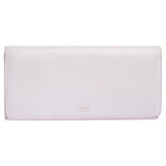 Used Celine Pink Leather Flap Continental Wallet