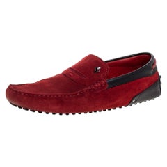 Used Tod's for Ferrari Red Suede Slip On Loafers Size 41.5