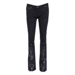 Roberto Cavalli Schwarze Jeans aus Denim mit Paillettenverzierung S