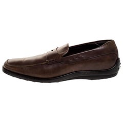 Tod's Dark Brown Leather Penny Loafers Size 42
