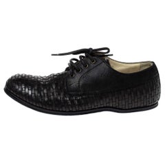 Dolce & Gabbana Black Woven Leather And Suede Lace Up Derby Size 42