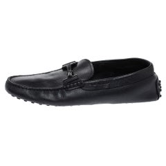 Tod's Black Leather Double T Slip On Loafers Size 42.5