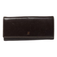 Cartera Continental con Solapa Marrón Oscuro Carolina Herrera