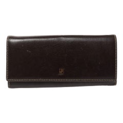 Carolina Herrera Dark Brown Flap Continental Wallet